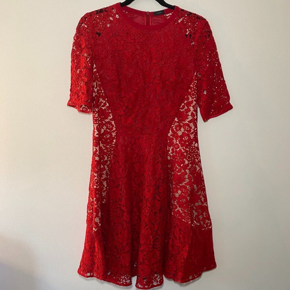 Joseph Agnes Red Lace A-Line Dress Size 40